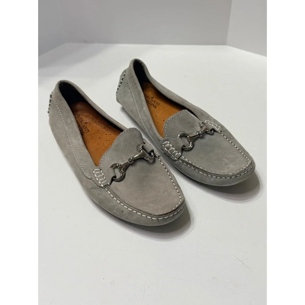 Mercanti Fiorentini Grey Suede Horsebit Driving Loafers MF-3006 Womens 6B
